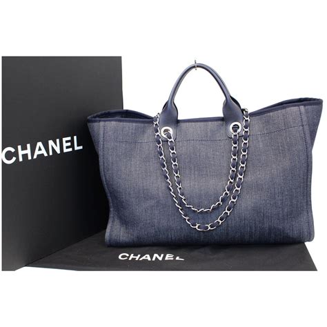 chanel denim shopping bag.